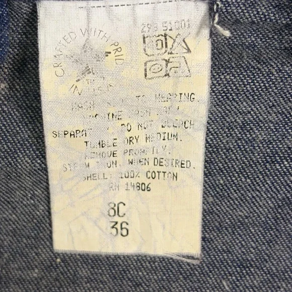 Carhartt Denim Chore Coat Vintage 80s Size 36 8C Union Made USA Jean Jacket - Picture 9 of 12